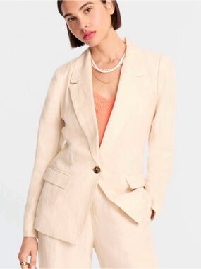 J. Crew Willa Cream Single-Button Linen Blazer